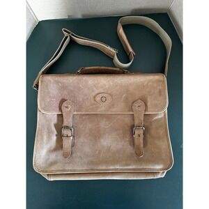 Franklin Covey Genuine Tan Leather Messenger Bag Tons of Room